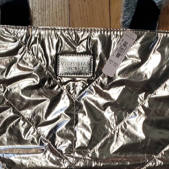Victoria's Secret Rose Gold Quilted Metallic Tote - Picture 2 of 9